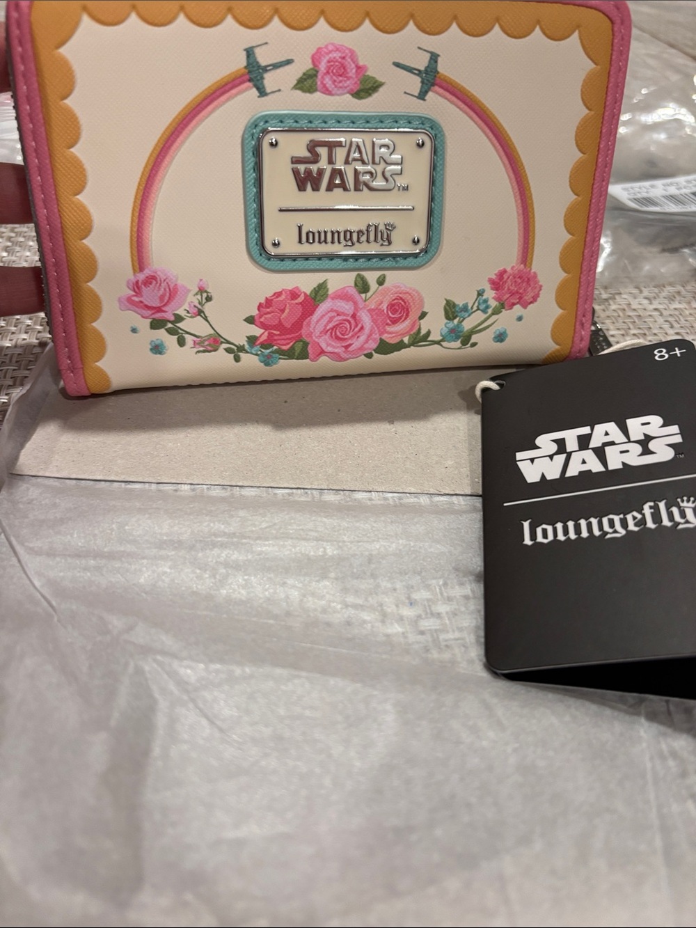 Loungefly Star Wars Floral Cream Wallet with Pink Trim